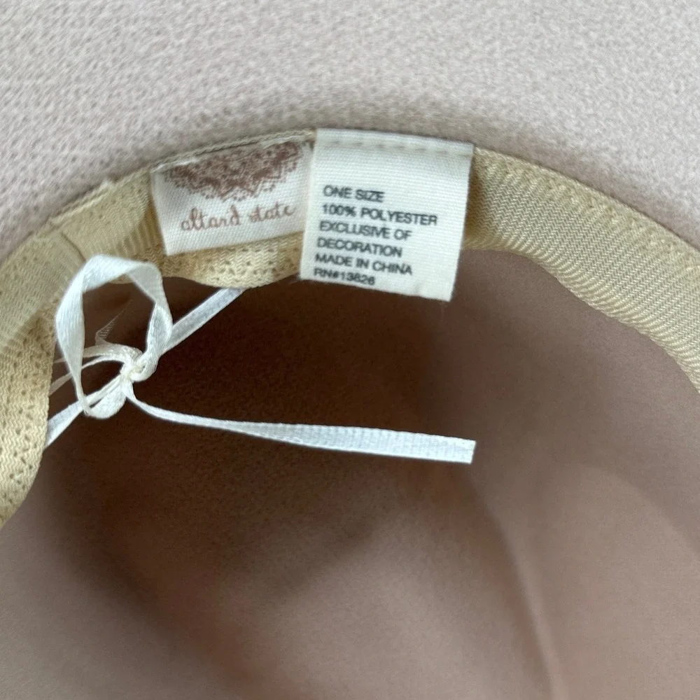 Altar'd State Tan‎ Beige Rhinestone Band Wide Brim Fedora Hat One Size Boho